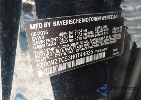 2017 BMW X3 Sdrive28I from USA, damaged, VIN 5UXWZ7C53H0T44335